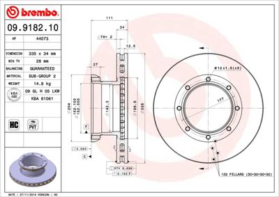 Brake Disc BREMBO 09.9182.10