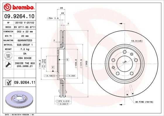 BREMBO 09.9264.10 Brake Disc
