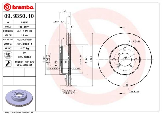 BREMBO 09.9350.10 Brake Disc
