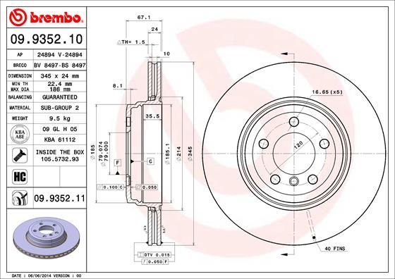 BREMBO 09.9352.11 Brake Disc