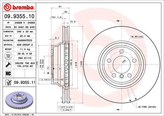 BREMBO 09.9355.11 Brake Disc