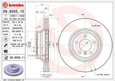 Brake Disc BREMBO 09.9355.11