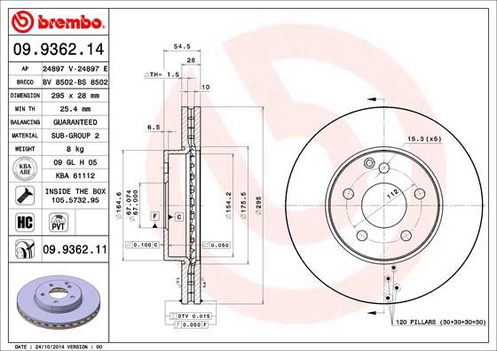 BREMBO 09.9362.11 Brake Disc