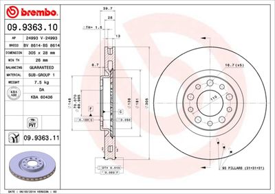 Brake Disc BREMBO 09.9363.11
