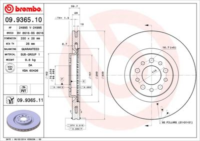 Brake Disc BREMBO 09.9365.11