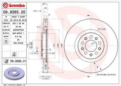 Brake Disc BREMBO 09.9365.20