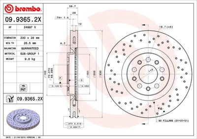 Brake Disc BREMBO 09.9365.2X
