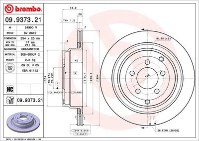 Brake Disc BREMBO 09.9373.21