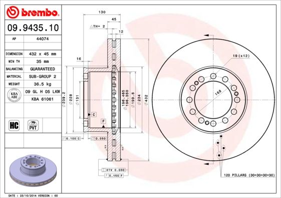 BREMBO 09.9435.10 Brake Disc