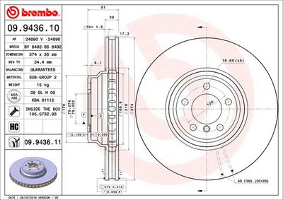 Brake Disc BREMBO 09.9436.11
