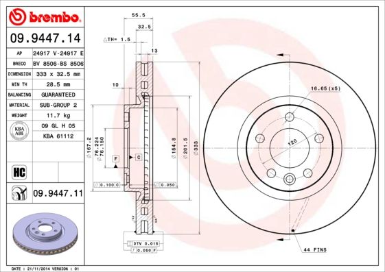BREMBO 09.9447.11 Brake Disc