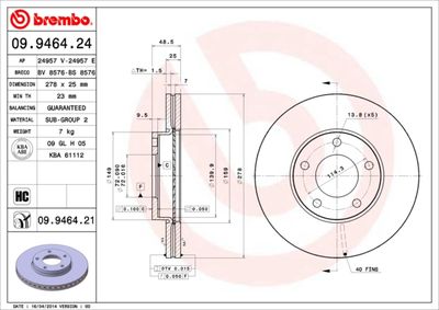 Brake Disc BREMBO 09.9464.24