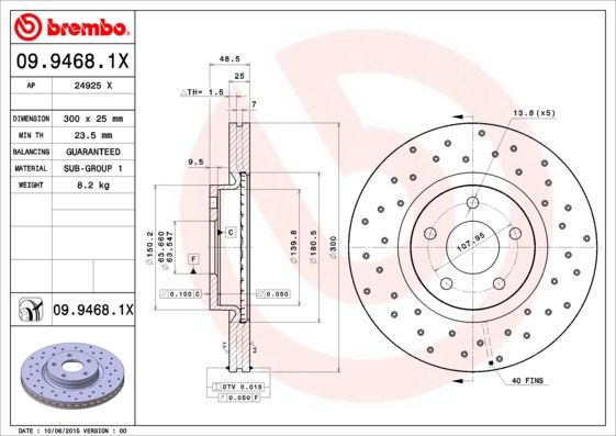 BREMBO 09.9468.1X Brake Disc