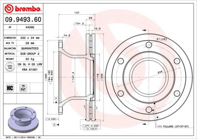 Brake Disc BREMBO 09.9493.60
