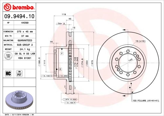BREMBO 09.9494.10 Brake Disc