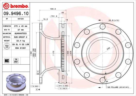 BREMBO 09.9496.10 Brake Disc