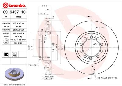 Brake Disc BREMBO 09.9497.10
