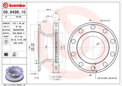 Brake Disc BREMBO 09.9498.10