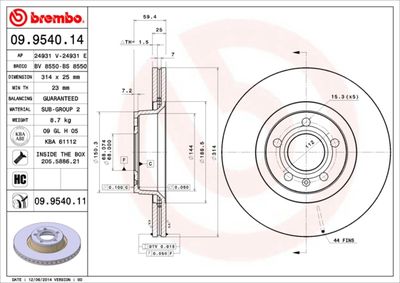 Brake Disc BREMBO 09.9540.11