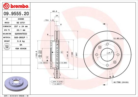 BREMBO 09.9555.20 Brake Disc