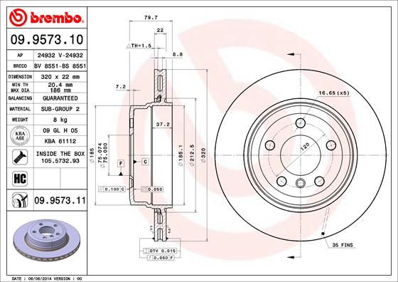BREMBO 09.9573.11 Brake Disc