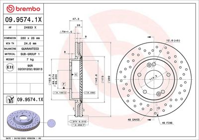 Brake Disc BREMBO 09.9574.1X