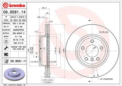 Brake Disc BREMBO 09.9581.11
