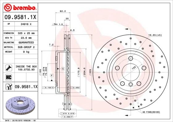BREMBO 09.9581.1X Brake Disc