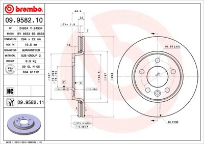 Brake Disc BREMBO 09.9582.11