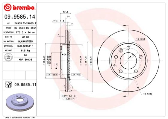 BREMBO 09.9585.11 Brake Disc