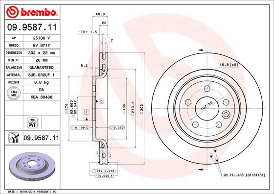 BREMBO 09.9587.11 Brake Disc