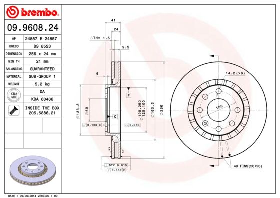 BREMBO 09.9608.24 Brake Disc