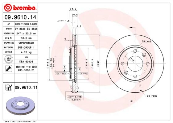 BREMBO 09.9610.11 Brake Disc