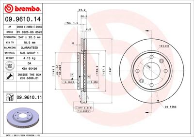 Brake Disc BREMBO 09.9610.11