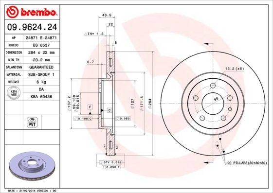 BREMBO 09.9624.24 Brake Disc