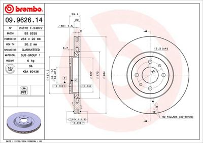 Brake Disc BREMBO 09.9626.14