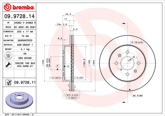 BREMBO 09.9728.11 Brake Disc