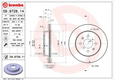 Brake Disc BREMBO 09.9728.11