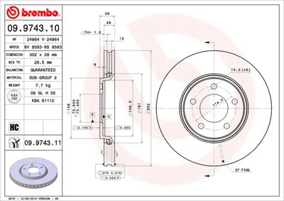 Brake Disc BREMBO 09.9743.11