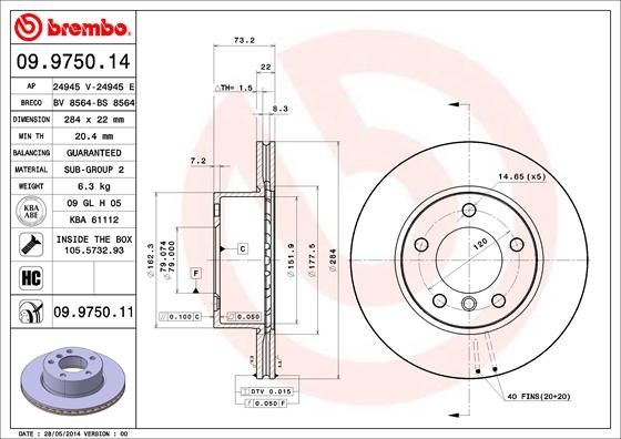BREMBO 09.9750.11 Brake Disc