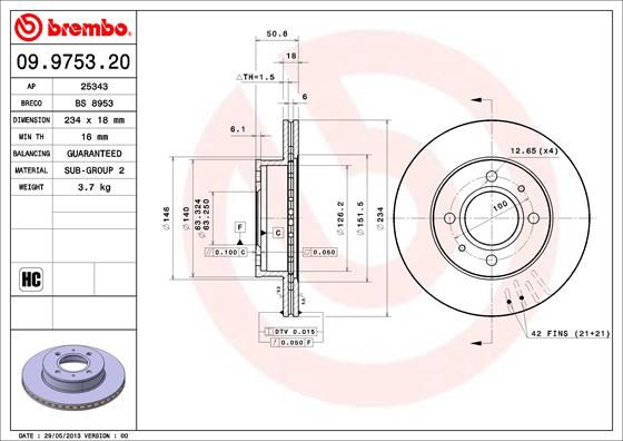 BREMBO 09.9753.20 Brake Disc