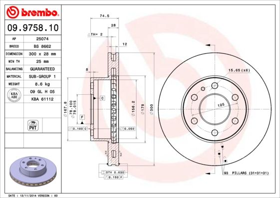 BREMBO 09.9758.10 Brake Disc