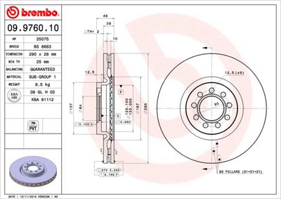 Brake Disc BREMBO 09.9760.10