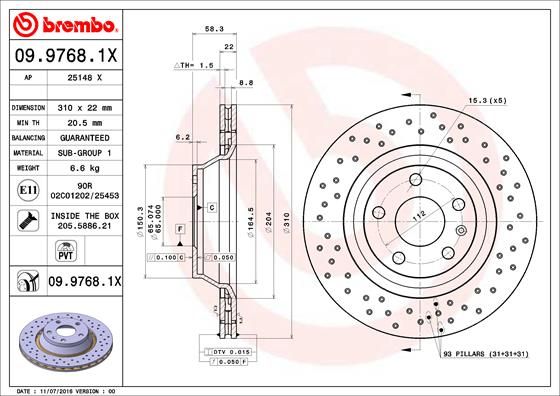BREMBO 09.9768.1X Brake Disc