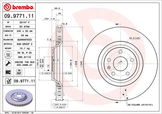 BREMBO 09.9771.11 Brake Disc