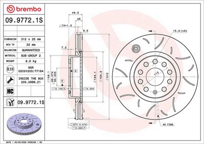Brake Disc BREMBO 09.9772.1S