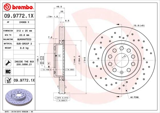 BREMBO 09.9772.1X Brake Disc