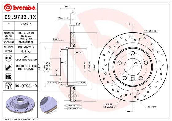 BREMBO 09.9793.1X Brake Disc