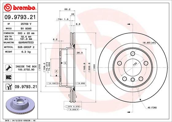 BREMBO 09.9793.21 Brake Disc