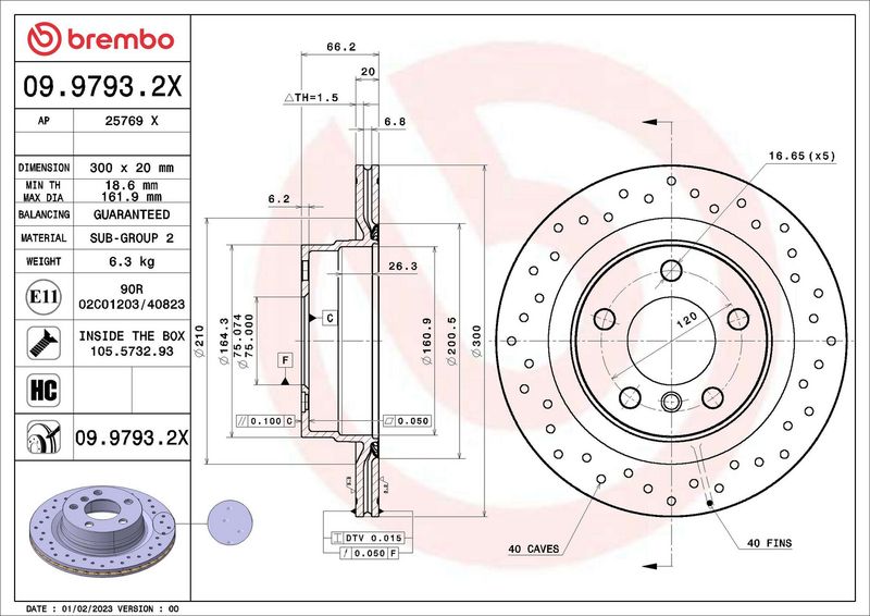 BREMBO 09.9793.2X Brake Disc